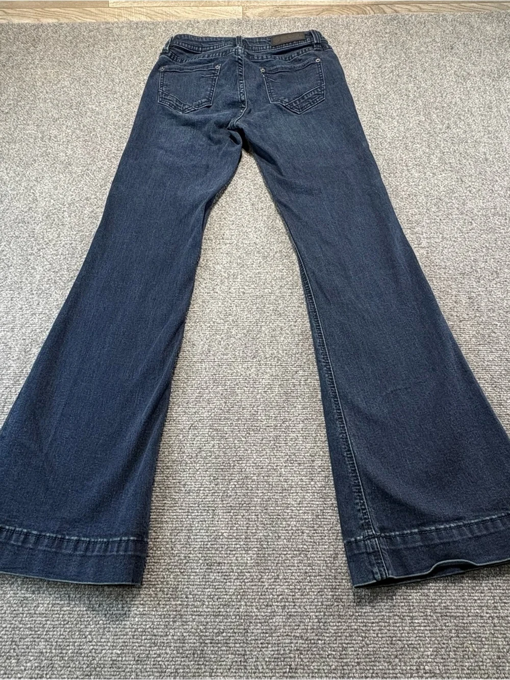 Rock & Roll Denim Woman's Jeans Size 26/34 Flare Bell Bottom Mid Rise Dark Wash